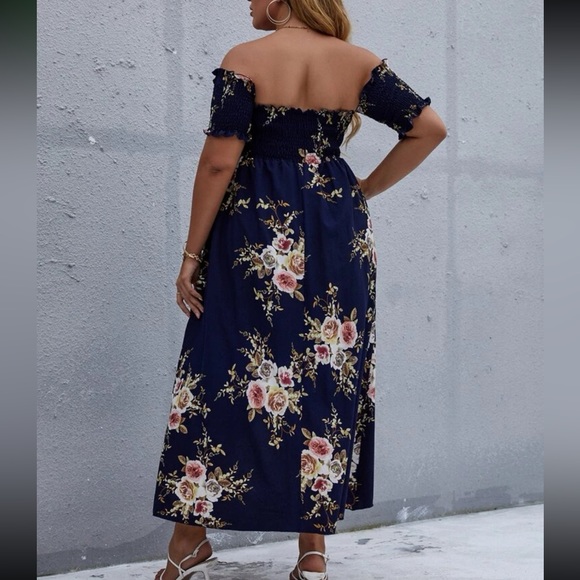 Boho floral print shirred high low dress - Picture 3 of 13